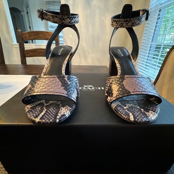 Coach sandals/heels. Size 8. Python print - Picture 3 of 6